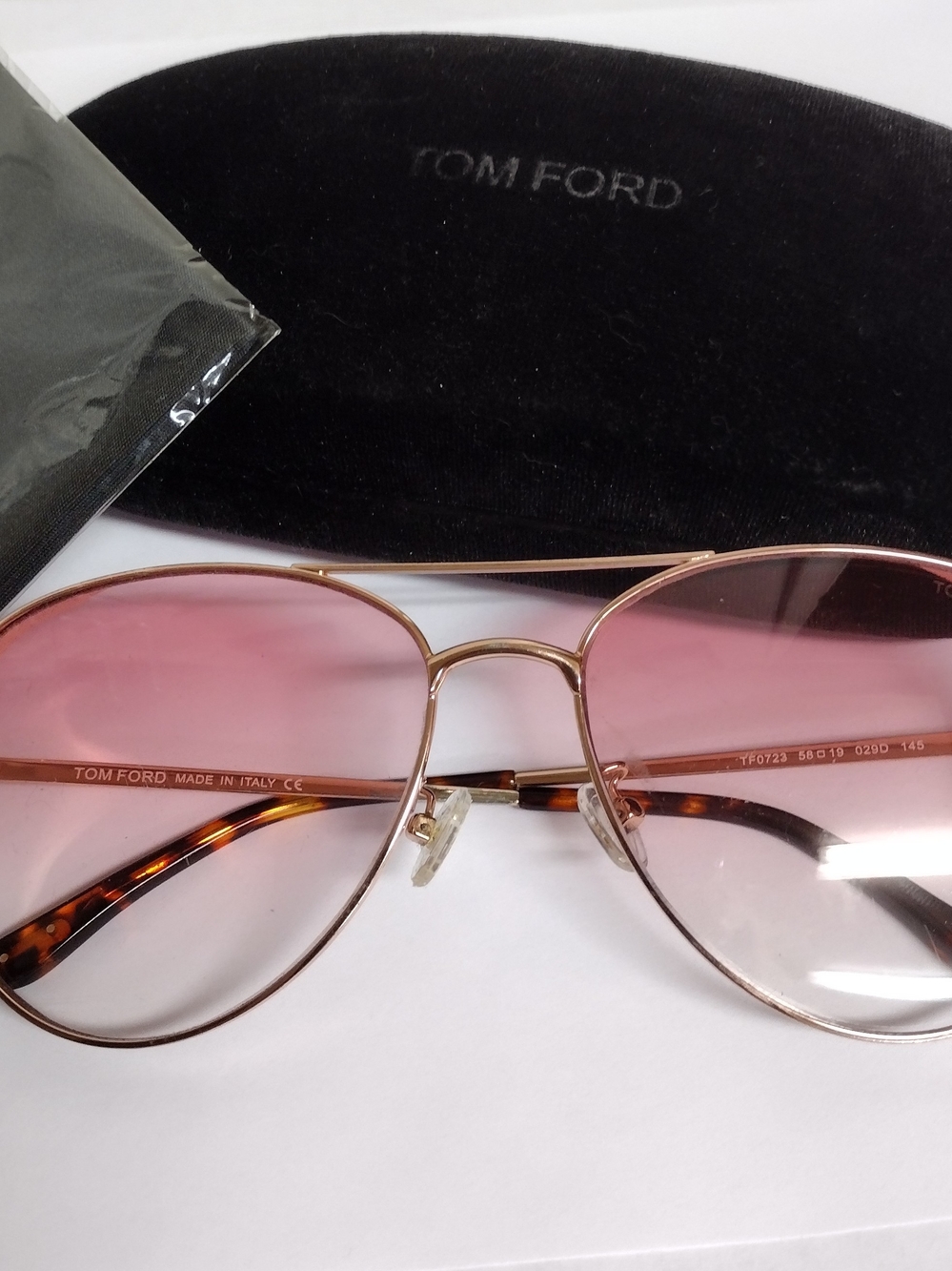 Tom Ford Rose Gold Gradient Aviator Sunglasses